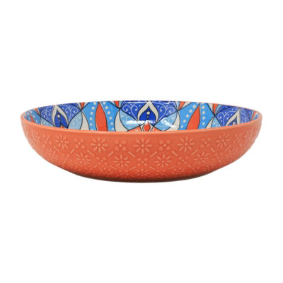 Pasta Bowl Orange Tuscany Mediterranean Bohemian Large Dining Dish Serving Plate from B&Q