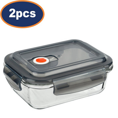 Glass Food Storage Container Vented Lid 620Ml Medium Clip Lock Oven Safe 2Pcs from B&Q