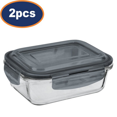 Glass Food Storage Container Clip Lock Lid 1100Ml Large Oven Dishwasher Safe 2Pc from B&Q