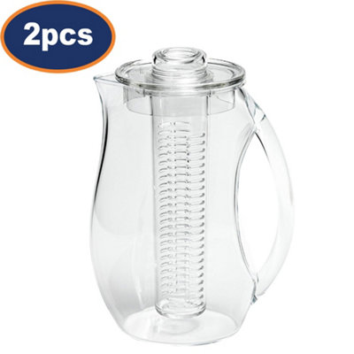 Fruit Infusion Pitcher Jug 2L Acrylic With Removable Tube Clear Flavoured 2Pcs from B&Q