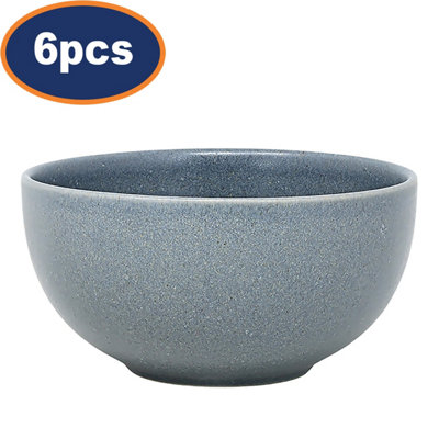 Salad Bowl 15.5Cm Blue Ceramic Stoneware Matt Soup Food Serving Dish Dinner 6Pcs from B&Q