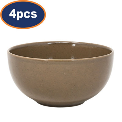 Salad Bowl 15.5Cm Taupe Ceramic Stoneware Matt Soup Food Serving Dinnerware 4Pcs from B&Q