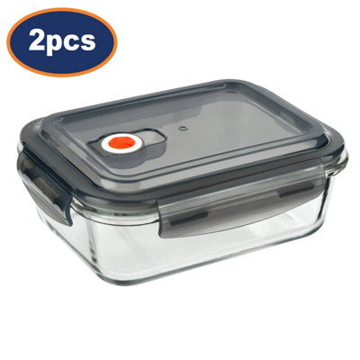 Glass Food Storage Container Vented Lid 1100Ml Large Oven Dishwasher Safe 2Pcs from B&Q