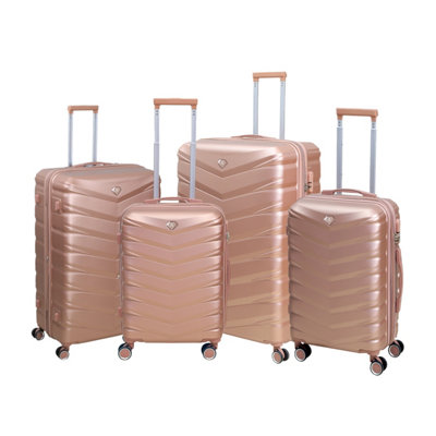  - Travel Suitcase 4Pcs Set Rose Gold Expandable Luggage Trolley 360 8-Wheel Abs