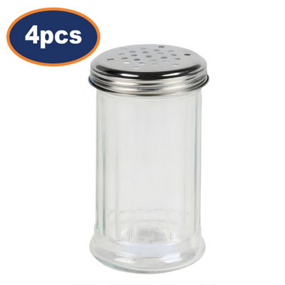 Glass Salt/pepper Shaker With Stainless Steel Lid Retro Dispenser 300Ml 4Pcs from B&Q