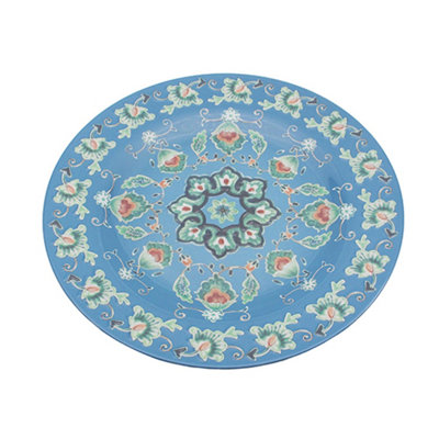  - Melamine Plate 28Cm Blue Tuscany Bohemian Bohemian Design Dinnerware
