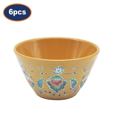  - Tuscany Yellow Melamine Snack Bowls 6Pc Mediterranean Dessert Serving Bowls 14Cm