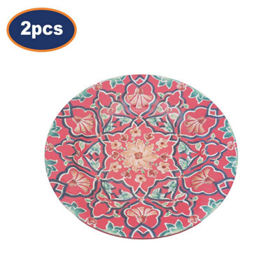 Tuscany Red Melamine Side Plate Set 22Cm Mediterranean Snack Salad Plate 2Pcs