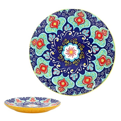 Yellow Tuscany Ceramic Plate 21cm Decorative Mandala Design Colourful Bohemian - Image 2