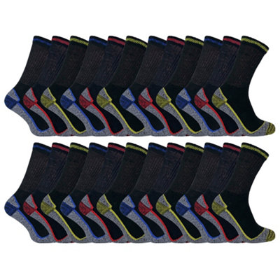 Sock Snob 24 Pairs Mens Soft Breathable Bamboo Work Socks6-11Assorted from B&Q