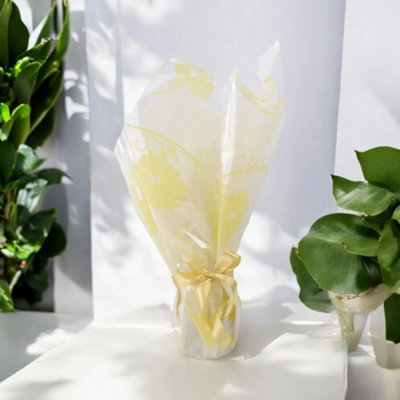 Premium Eco-Friendly White & Green Leaf Floral Wrap Sustainable Bouquet Packaging from B&Q