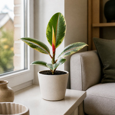 Plants By Post Ficus Belize Pink Rubber Plant B - Matt Cream - Image 3