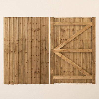 B&Q -  Ruby Framed Featheredge Side Gate 1.8M Ruby Portreath Treated Wooden Garden Gate 675mm Wide Right Hand Hinge