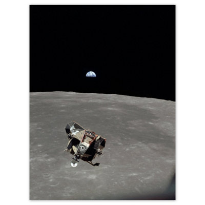 Artery8 Unframed Wall Art Nasa Apollo 11 Mission Image View Of Moon Limb Lunar Module Ascent Earth Photo12X16 Inch from B&Q