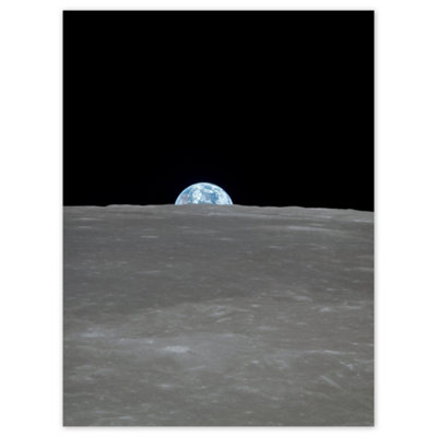 B&Q -  Unframed Wall Art Nasa Apollo 11 Mission Image Earth On Horizon Of Moon Earth Rise Photo12X16 Inch