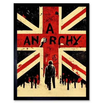 Artery8 Framed Wall Art Anarchy Union Jack Stencil Rebel Graffiti Punk Uk12X16 Inch from B&Q