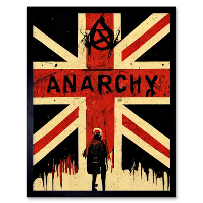 B&Q -  Framed Wall Art Civil Unrest Punk Rioting Uk Houses Parliament Riot12X16 Inch