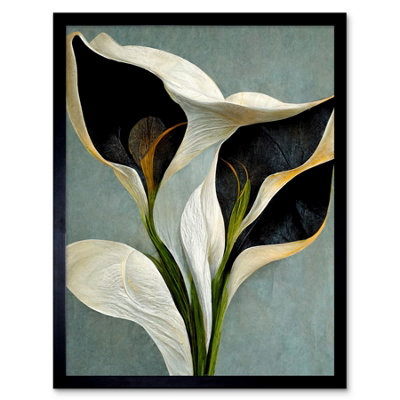 Artery8 Framed Wall Art White Calla Lily Flower Pistil Bouquet Elegant12X16 Inch from B&Q