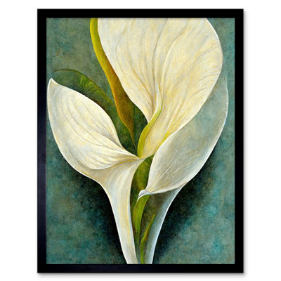 Artery8 Framed Wall Art Single White Calla Lily Flower Petal Detail Modern12X16 Inch from B&Q