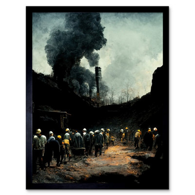 B&Q -  Framed Wall Art Coal Miners Yorkshire Pithead Colliery12X16 Inch