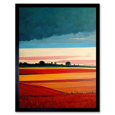 Artery8 Framed Wall Art Colourful Modern Countryside Landscape Multicoloured12X16 Inch from B&Q