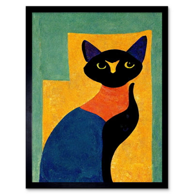 Artery8 Framed Wall Art Modern Abstract Minimalist Cat12X16 Inch from B&Q