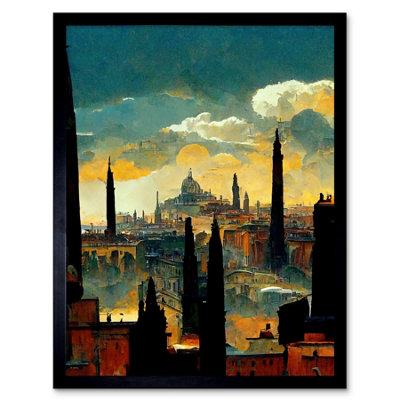 Artery8 Framed Wall Art Industrial Cityscape Sunset12X16 Inch from B&Q