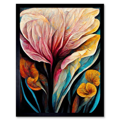 Artery8 Framed Wall Art Abstract Tropical Floral Bloom Acrylic Flower12X16 Inch from B&Q