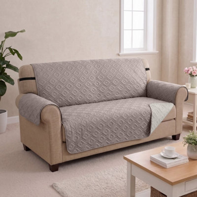 Imperial Rooms Quilted Furniture Protector Waterproof Sofa Cover Flip Style Slip Cover For 2 Seater Beige And Cream