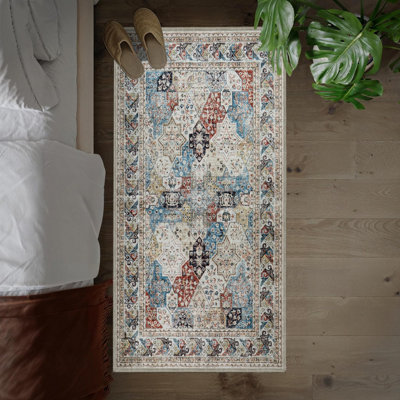 B&Q -  Homeware Soft Pile Runner Rug Living Room Rugs Anti Slip Hallway Rug Kitchen Rugs Coastal 60X110Cm