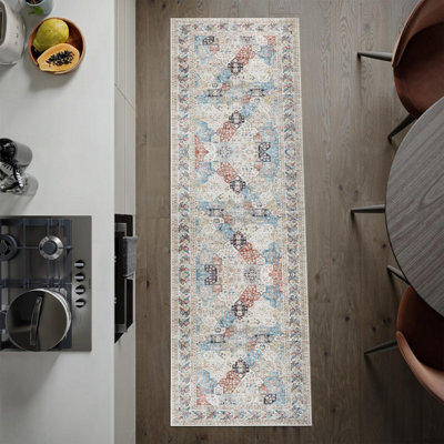 Imperial Rooms Homeware Soft Pile Runner Rug Living Room Rugs Anti Slip Hallway Rug Kitchen Rugs Coastal 80X300Cm from B&Q