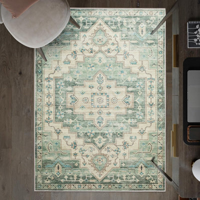 B&Q -  Homeware Soft Pile Area Rug Bedroom Rugs Anti Slip Living Room Rugs Ember 120X170Cm