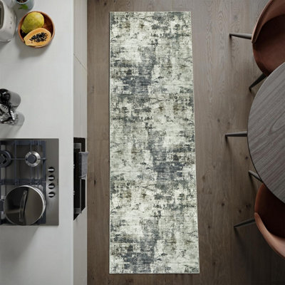 Imperial Rooms Homeware Soft Pile Runner Rug Living Room Rugs Anti Slip Hallway Rug Kitchen Rugs Frost 80X300Cm from B&Q