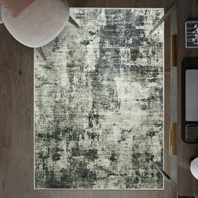 B&Q -  Homeware Soft Pile Area Rug Bedroom Rugs Anti Slip Living Room Rugs Frost 120X170Cm