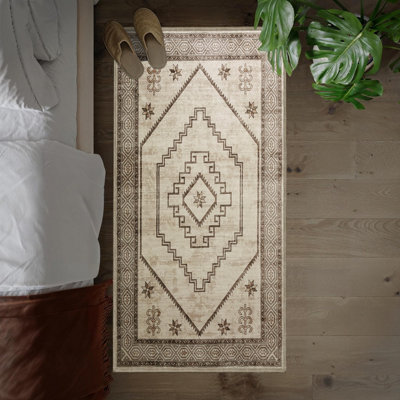 B&Q -  Homeware Soft Pile Runner Rug Living Room Rugs Anti Slip Hallway Rug Kitchen Rugs Radiant 60X110Cm