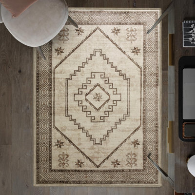 B&Q -  Homeware Soft Pile Area Rug Bedroom Rugs Anti Slip Living Room Rugs Radiant 120X170Cm