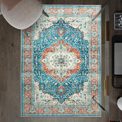 B&Q -  Homeware Soft Pile Area Rug Bedroom Rugs Anti Slip Living Room Rugs Regal 120X170Cm