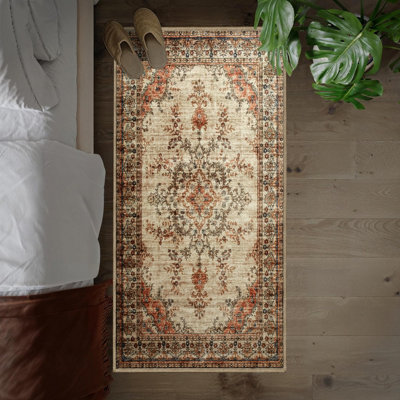 B&Q -  Homeware Soft Pile Runner Rug Living Room Rugs Anti Slip Hallway Rug Kitchen Rugs Timeless 60X110Cm