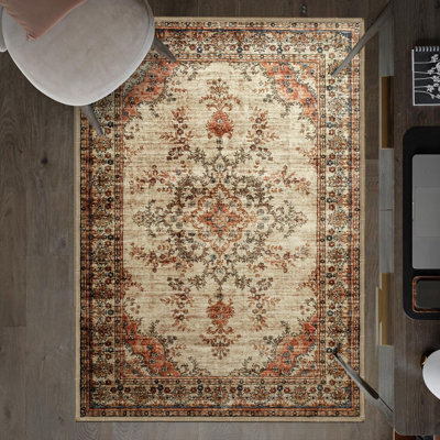 B&Q -  Homeware Soft Pile Area Rug Bedroom Rugs Anti Slip Living Room Rugs Timeless 120X170Cm
