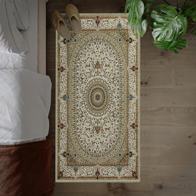 B&Q -  Homeware Soft Pile Runner Rug Living Room Rugs Anti Slip Hallway Rug Kitchen Rugs Willow Beige 60X110Cm