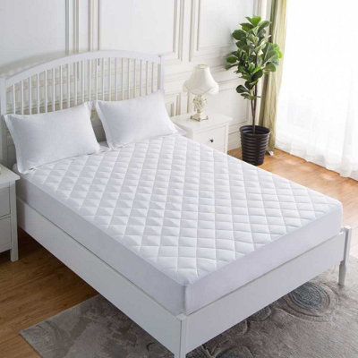 Imperial Rooms Quilted Hypoallergenic Mattress Protector Deep Fitted 30Cm Super King Bed Cover from B&Q