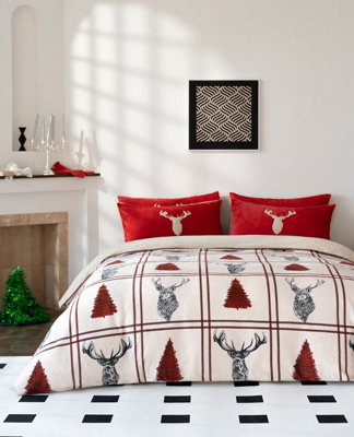 Homes & Linen Teddy Bear Fleece Stag Duvet Cover Set Fluffy Warm Soft Cosy Bedding Set from B&Q
