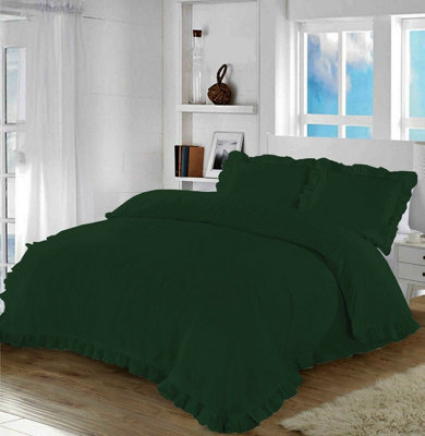 B&Q -  Santiago Duvet Cover Bedding Set Frilled Edge Easy Care Polycotton Plain Pattern Ruffle Frill Corner With Pillowcases