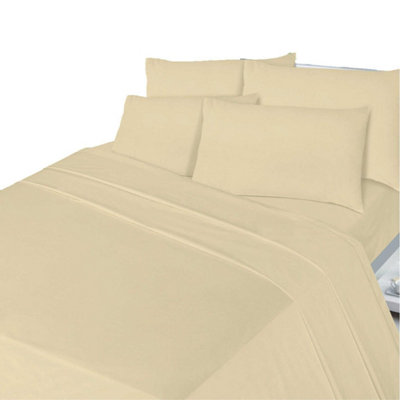 Homes & Linen Flannelette Flat Bed Sheets 100% Brushed Cotton Thermal Flannel Flat Sheets from B&Q