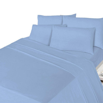 Homes & Linen Flannelette Flat Bed Sheets 100% Brushed Cotton Thermal Flannel Flat Sheets from B&Q
