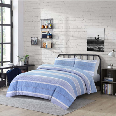 Homes & Linen Finn Stripe Duvet Cover Set Soft Breathable Striped Bedding With Pillowcases from B&Q