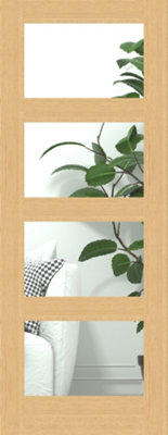 Green & Taylor Oak Shaker 4 Lite Clear GlassPrefinished Internal Door from B&Q