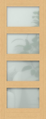 Green & Taylor Oak Shaker 4 Lite Frosted GlassPrefinished Internal Door from B&Q