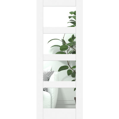 Green & Taylor White Primed Shaker 4 Lite Clear Glass Fd30 Fire Door from B&Q