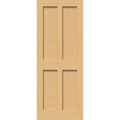 Green & Taylor Victorian Oak Shaker 4 Panel Fd30 Fire Door from B&Q